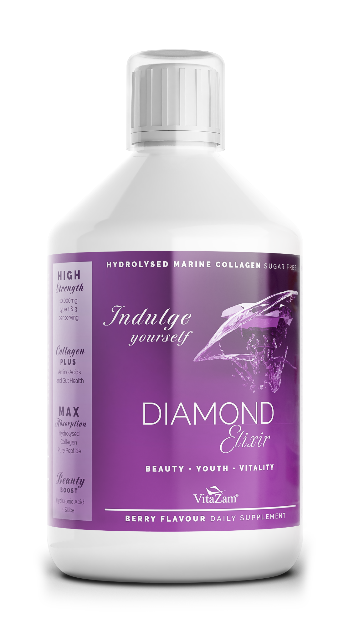 Diamond Elixir | Advanced Marine Collagen Drink Type 1 & 3 for Hair Skin and Nails – 500 ml Sugar Free Collagen Drink